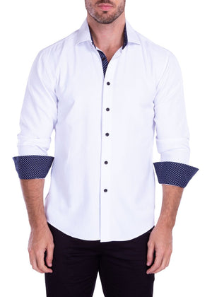Men's White Long Sleeves Shirt | Modern Fit European Design | 212252