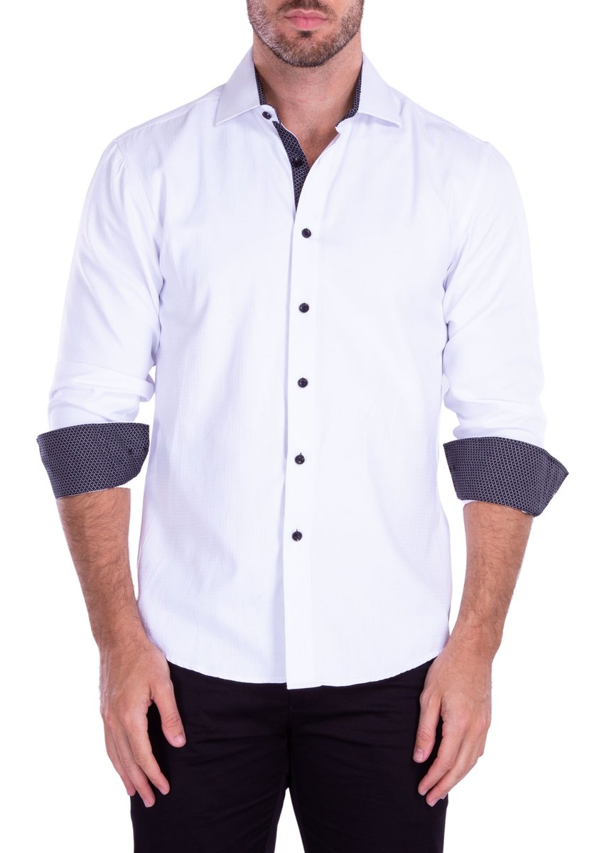 Men's Long Sleeves Shirt | Modern Fit European Design | White - 212254