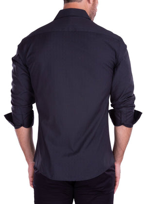Men's Long Sleeves Shirt | Modern Fit European Design | Black - 212256