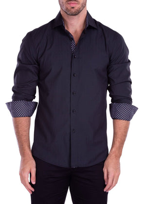 Men's Long Sleeves Shirt | Modern Fit European Design | Black - 212256