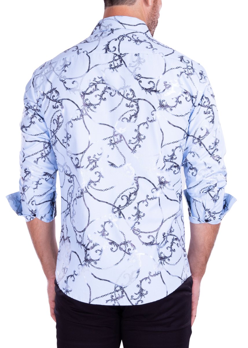 Men's Long Sleeves Blue Shirt | Modern Fit European Design | 212269