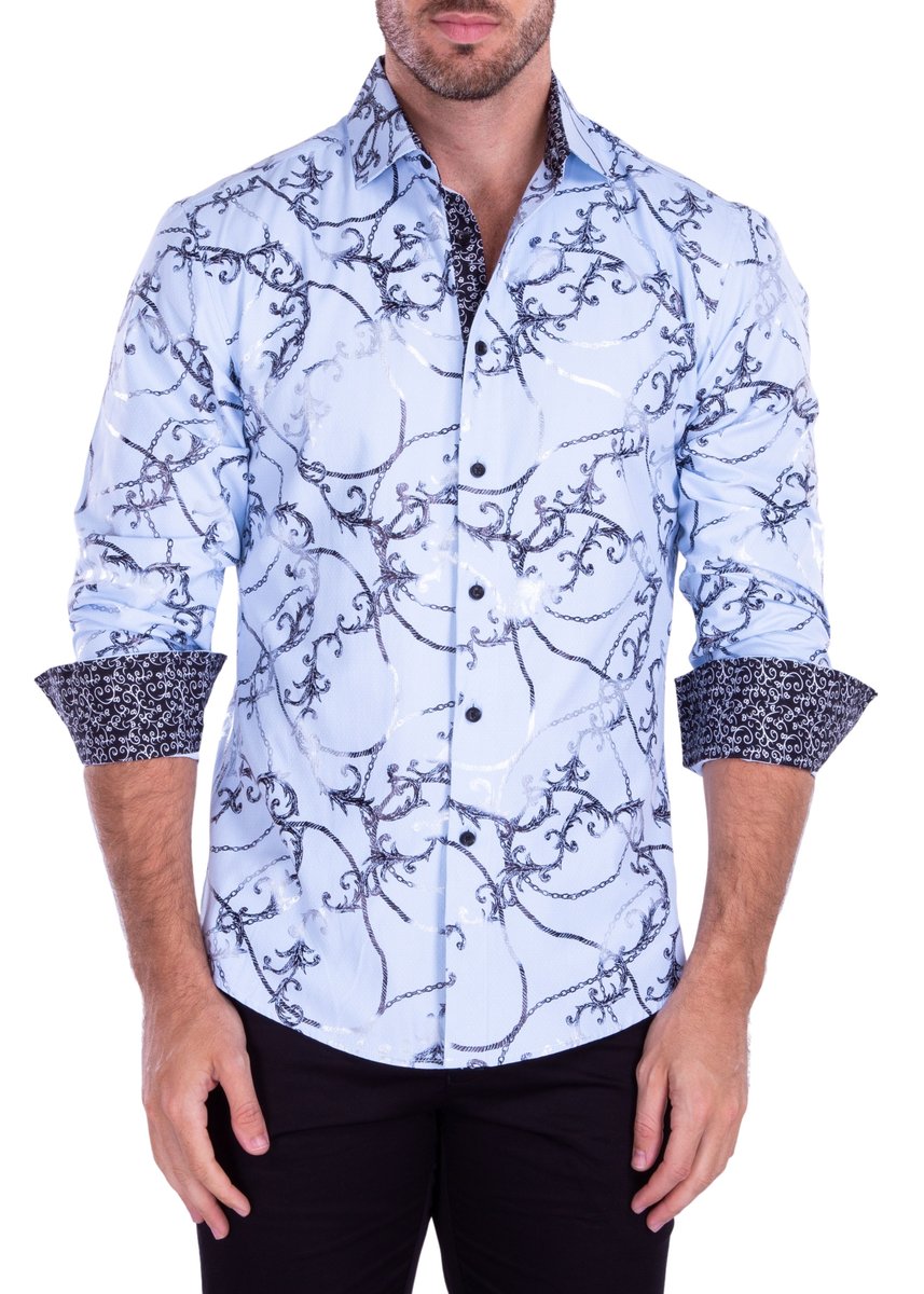 Men's Long Sleeves Blue Shirt | Modern Fit European Design | 212269