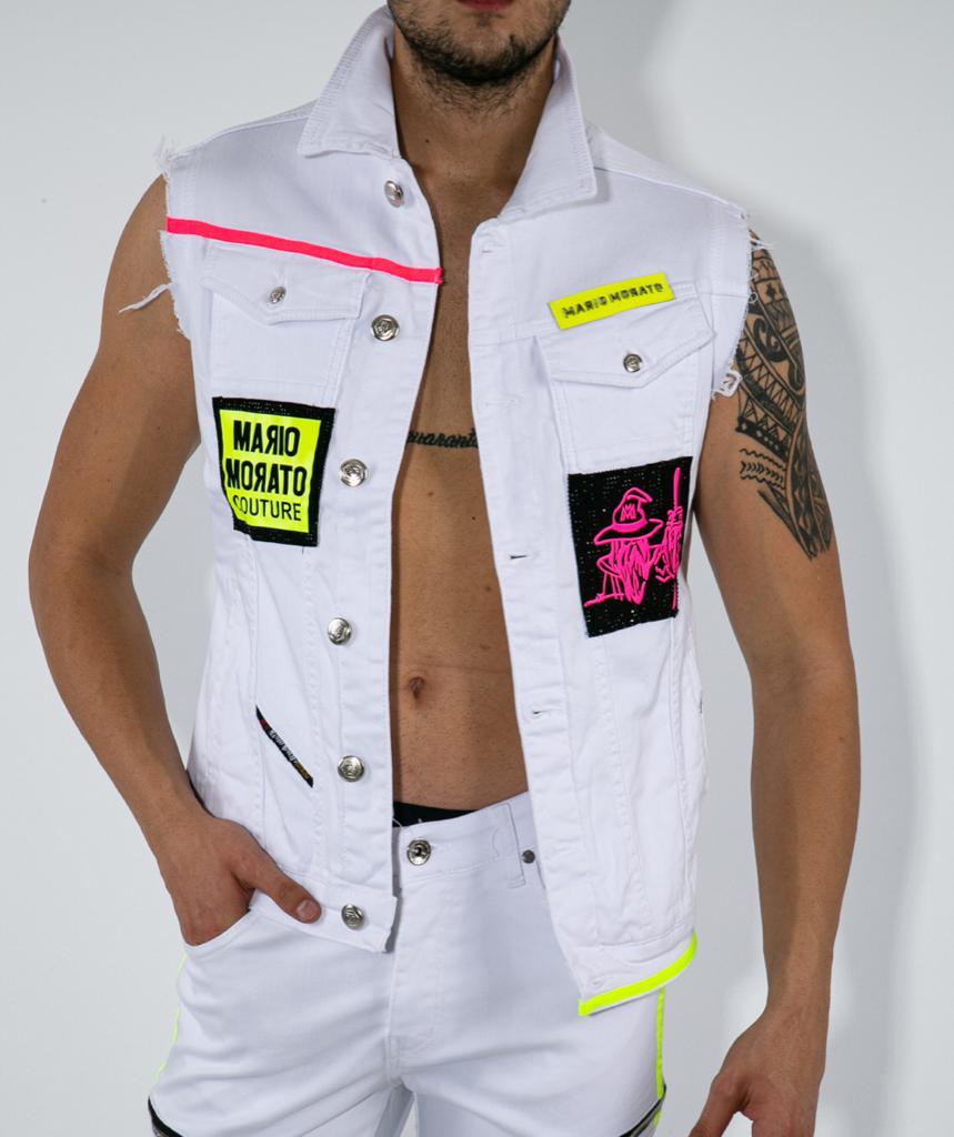 Men's Denim Vest Exclusive Design by Mario Morato in Europe | 2284 White
