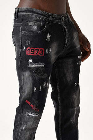 Men's Slim Fit Jean Pants Exclusive Design by Mario Morato | European Wear | 2651 | Black