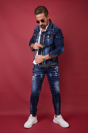 Men's Slim Fit Jean Jacket Exclusive Design by Mario Morato | European | 2733 | Indigo