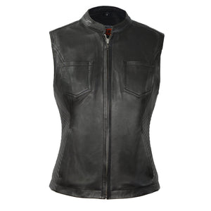 Envy - Women's Motorcycle Leather Vest - FrankyFashion.com