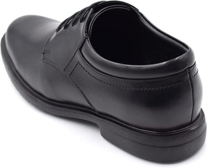 Men's Oxford Leather Casual Shoes, Round Toe | Black | Adam