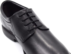 Men's Oxford Leather Casual Shoes, Round Toe | Black | Adam