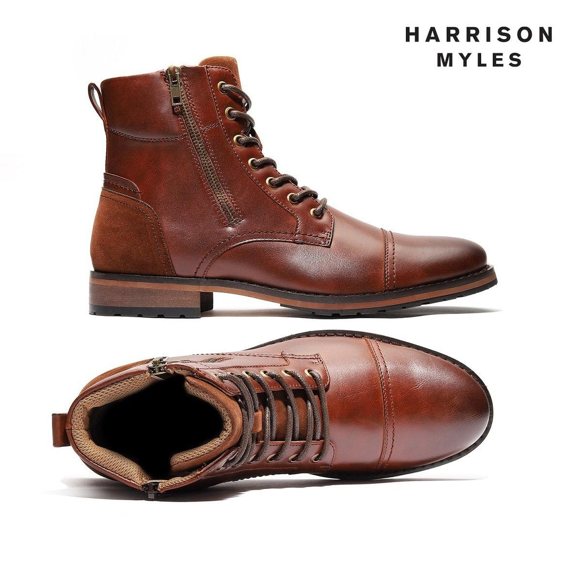Harrison Myles Men's Combat Boots | Black | Brown | B-2056