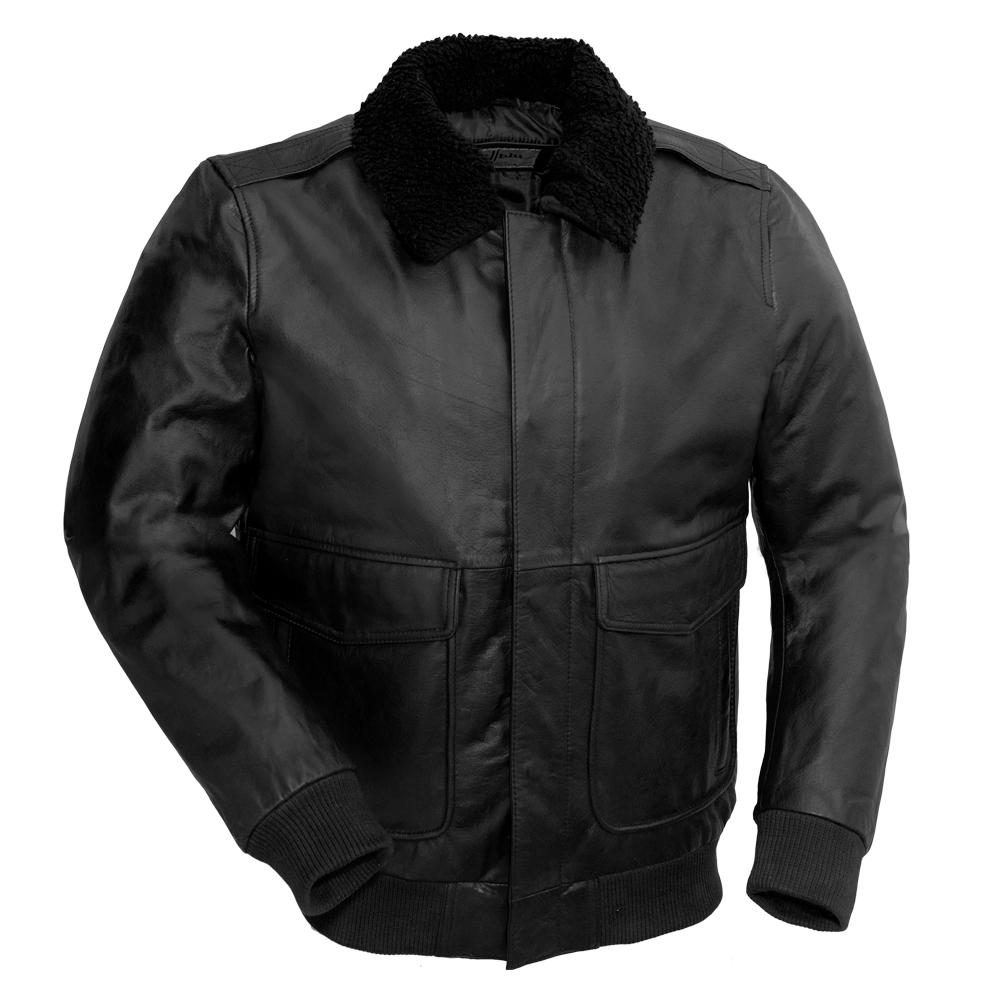 Men's Mink Bomber Jacket Herringbone [Black] – LeatherKloset