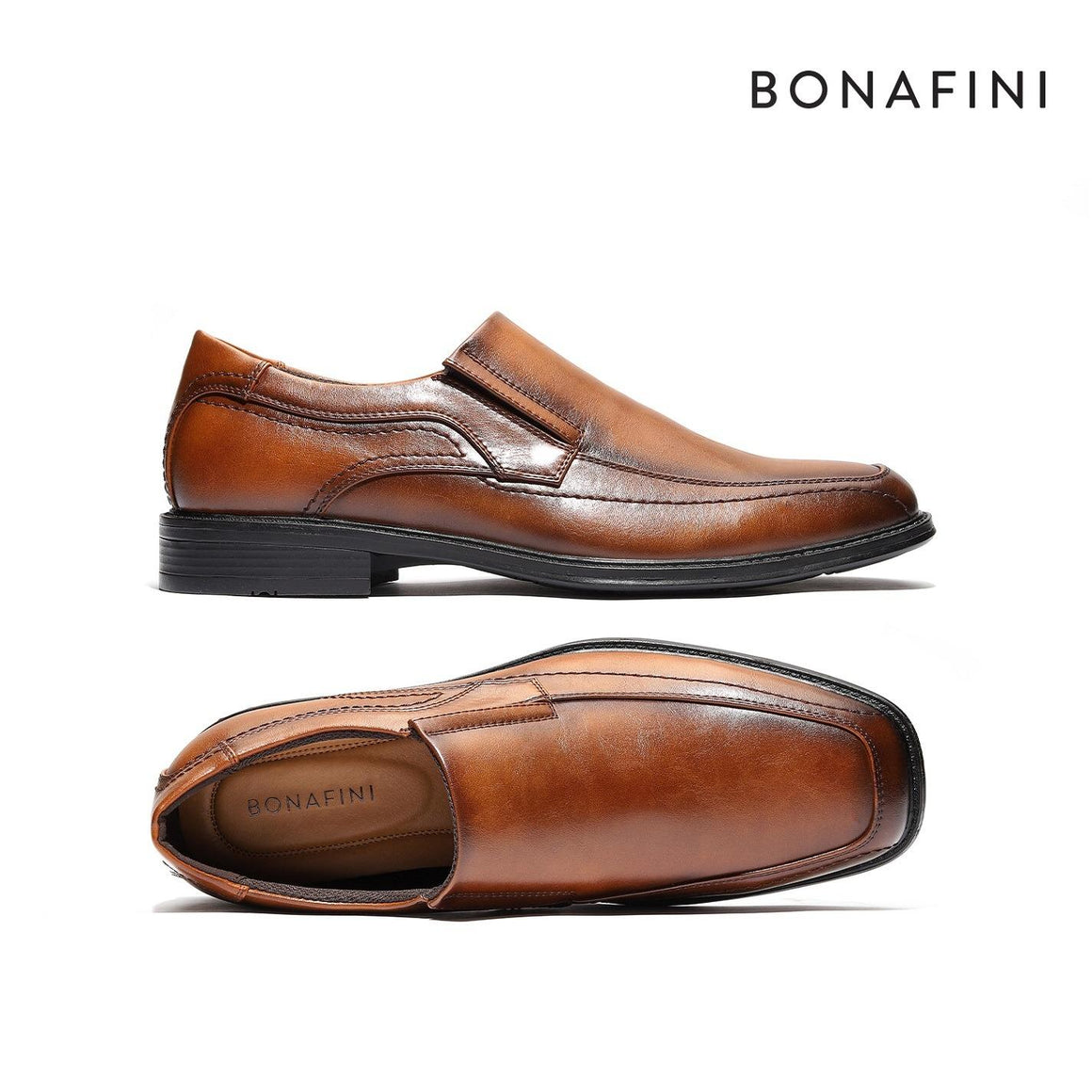 Bonafini Men's Slip On Loafers | Black | Cognac | C-146