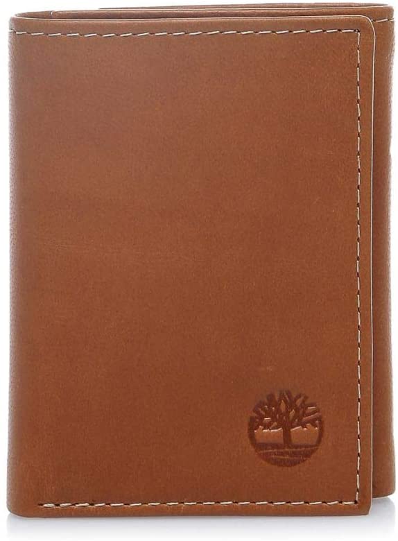 TIMBERLAND MEN'S LEATHER TRIFOLD WALLET } D01388 | BLACK | BROWN | TAN