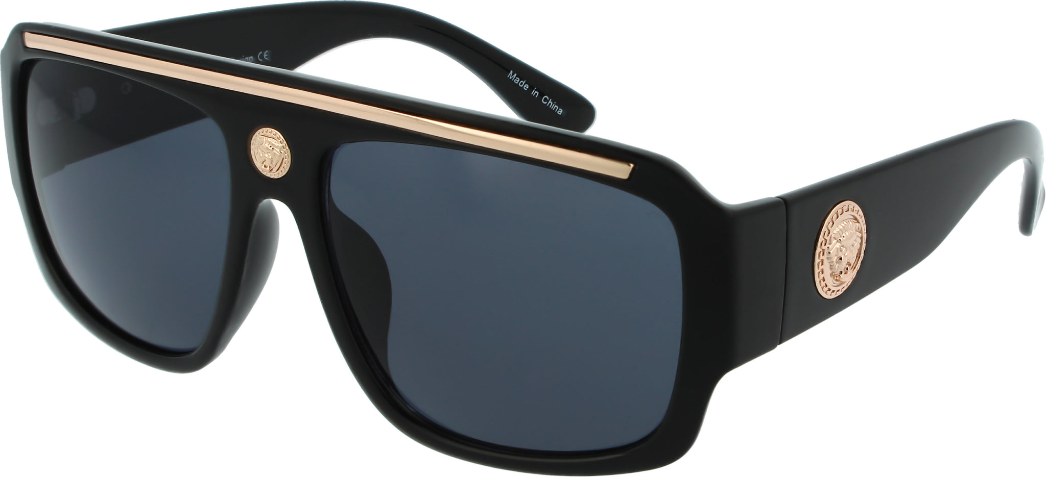 Square Frame V Look Sunglasses | 100% UV Protection | 3321 Black & Silver w/ Smoke Lens