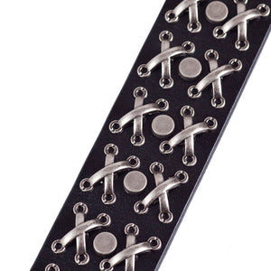 LATICCI Casual Punk Rock Black Studded Belt Italian Leather Belt 1.5in Width | 10135
