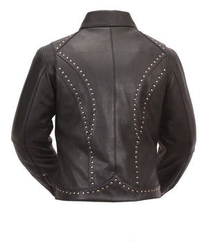 Scarlett Star - Women's Motorcycle Leather Jacket - FrankyFashion.com
