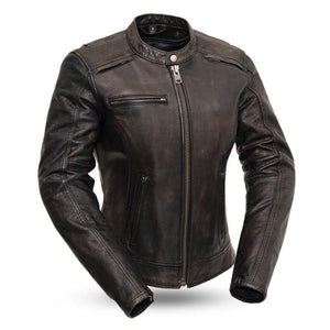 Trickster - Women's Leather Motorcycle Jacket - FrankyFashion.com