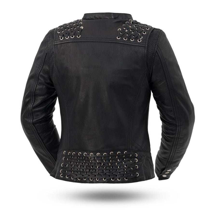 Black Widow - Women's Leather Motorcycle Jacket - FrankyFashion.com
