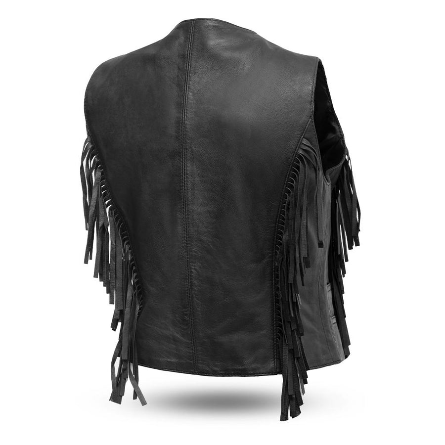 Apache - Women's Fringe Leather Vest - FrankyFashion.com