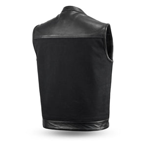 49/51 Men's Leather & Canvas Vest Combo - FrankyFashion.com