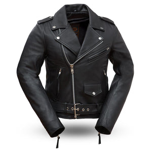 Rockstar - Women's Motorcycle Leather Jacket - FrankyFashion.com