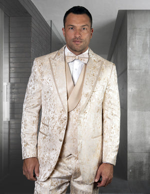 3pc Tuxedo Reualr Fit Pleated Pant | Gianni | Off-white