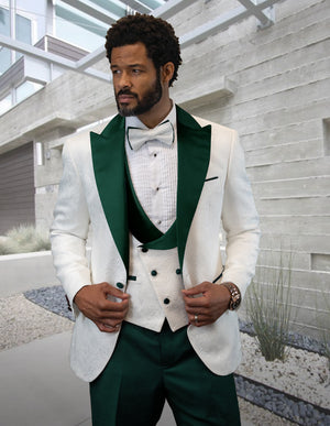 3pc Tuxedo Suit Fancy Jacket And Vest With Solid Color Pants. Including Bow Tie | Hilton | Hunter