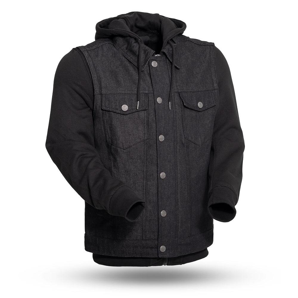 Leather Motorcycle Vest - Men's - Up To 5XL - Hoodie Sweatshirt