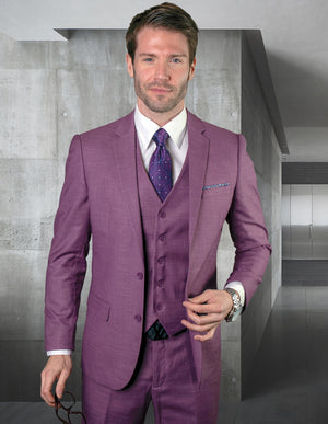3pc Slim Fit Suit. Super 150's Italian Fabric | Lazaro | Mauve