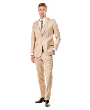 Men's 3pc Solid Suit Slim Fit Flat Front French Model | M250S