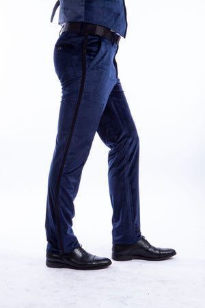 Bryan Michaels Blue Velvet Tuxedo Dress Pants For Men