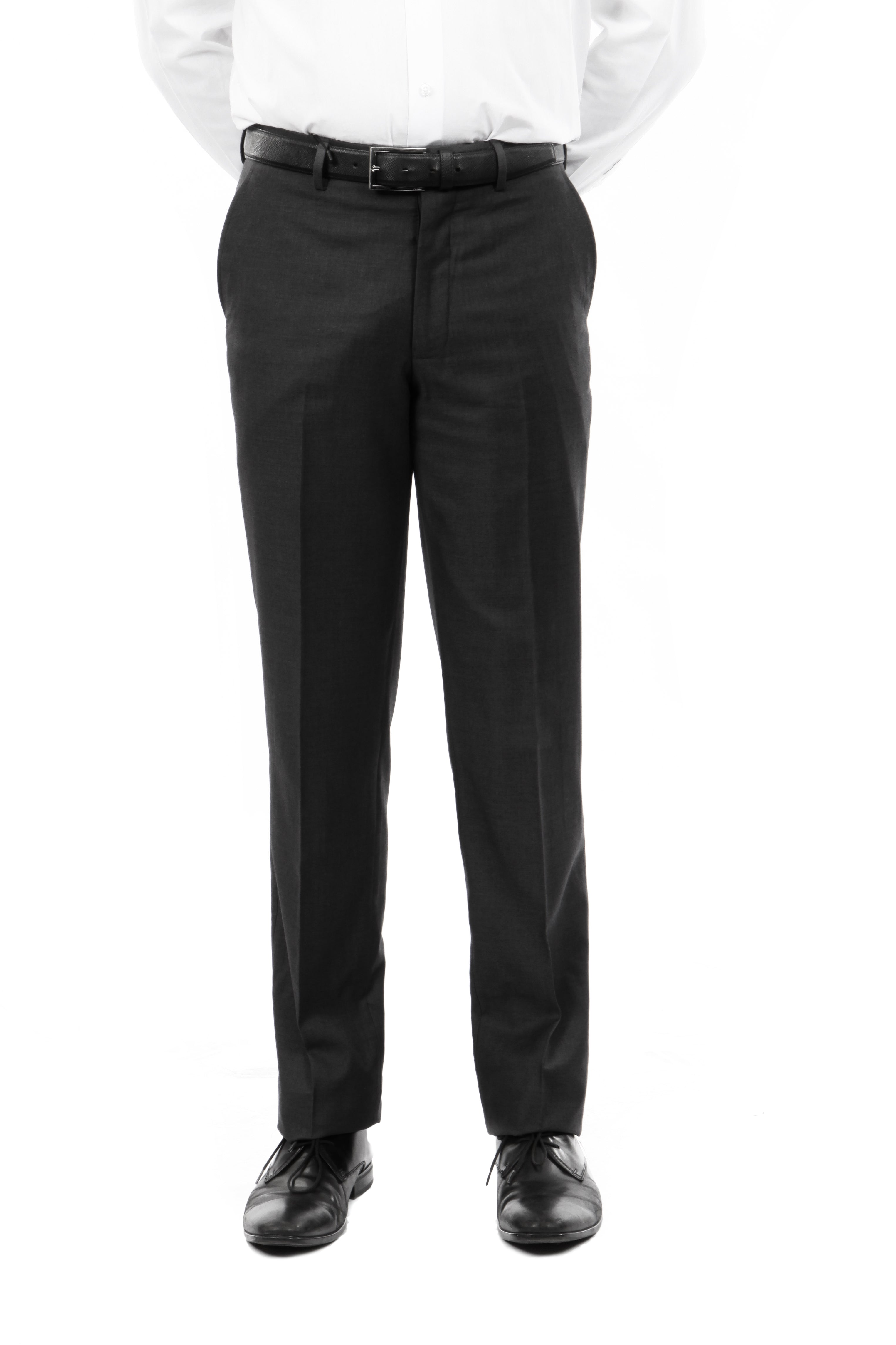 Demantie Black Performance Stretch Wool Dress Pants For Men