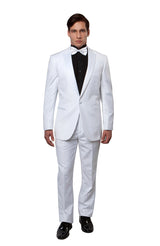 White / White 2 Pc Peak Lapel Slim Fit Tuxedo