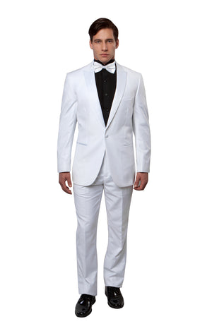 White / White 2 Pc Peak Lapel Slim Fit Tuxedo