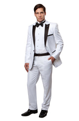 White / Black 2 Pc Peak Lapel Slim Fit Tuxedo