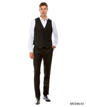 Zegarie Suit Separates Black Solid Men's Vests