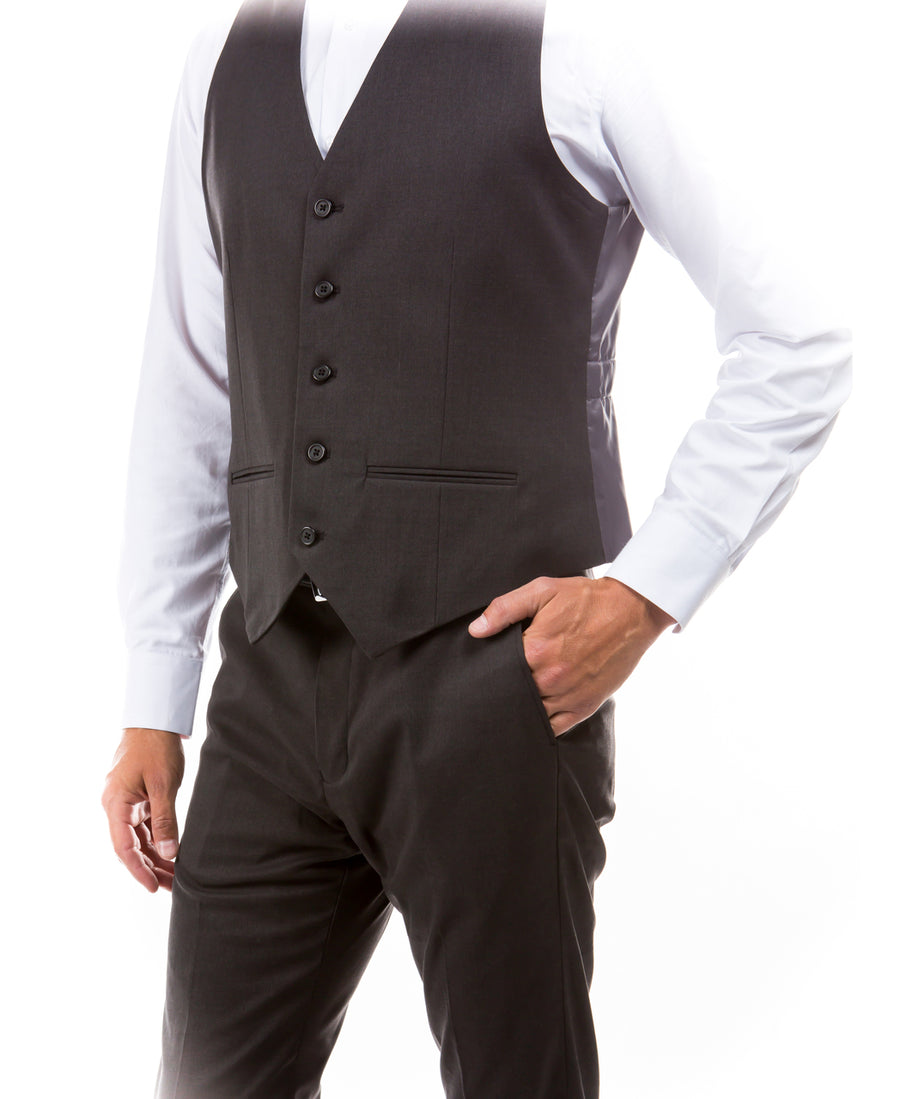 Zegarie Suit Separates Dark Grey Solid Men's Vests