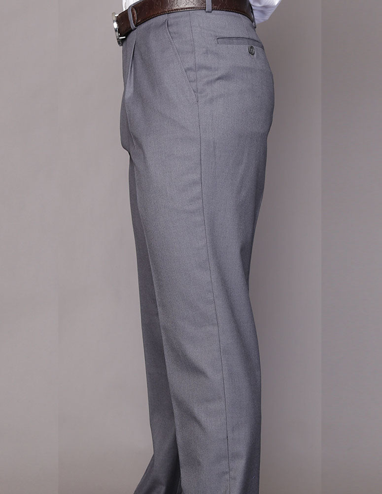 Men's Regular Fit Pants 100% Fine Wood Pleasted | Charcoal | PA-200A