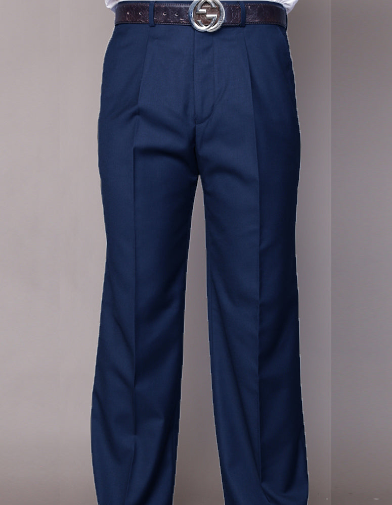 Men's Regular Fit Pants 100% Fine Wood Pleasted | Indigo | PA-200A