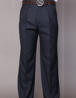 Men's Regular Fit Pants 100% Fine Wood Pleasted | Navy | PA-200A