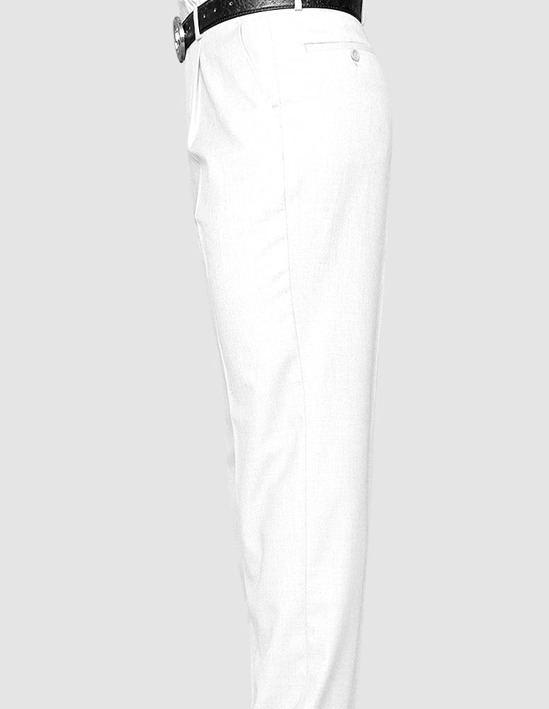 Men's Regular Fit Pants 100% Fine Wood Pleasted | White | PA-200A