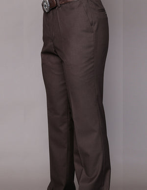 Men's Flat Front Dress Pants 100% Fine Italian Wood Modern Fit | Brown | PA-200B