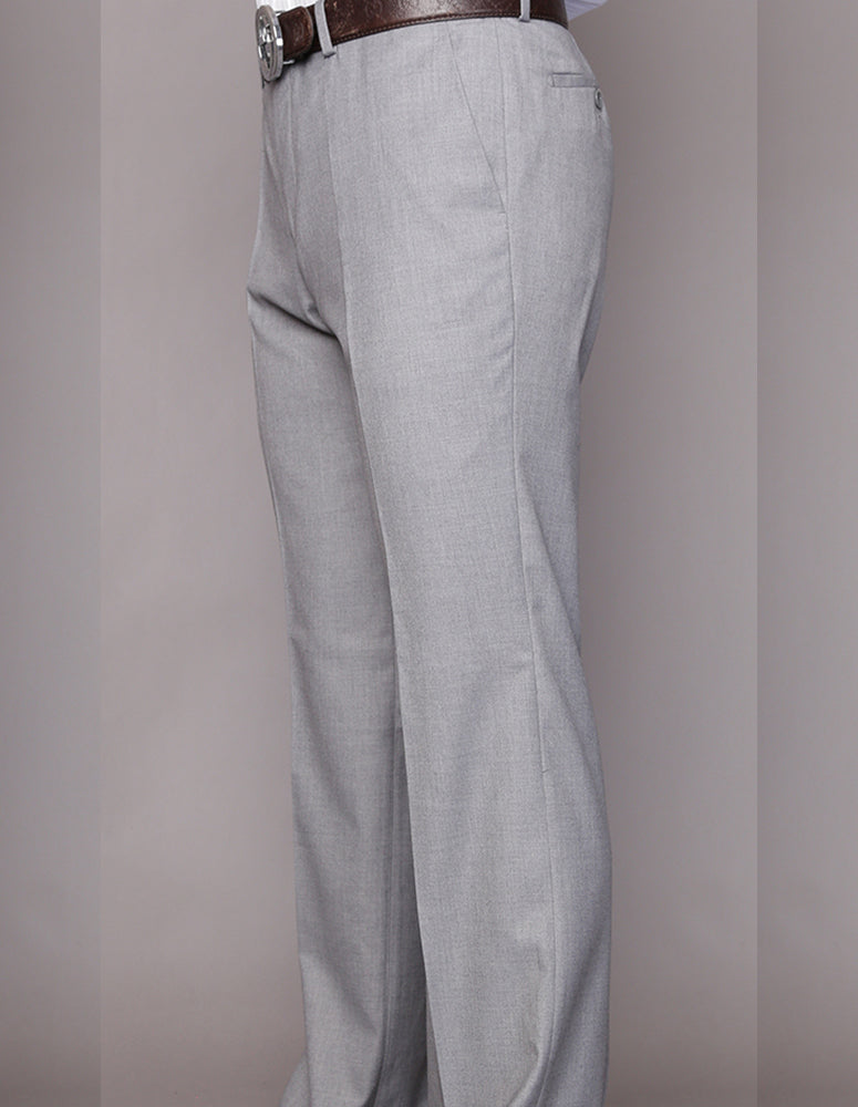 Men's Flat Front Dress Pants 100% Fine Italian Wood Modern Fit | Gray | PA-200B