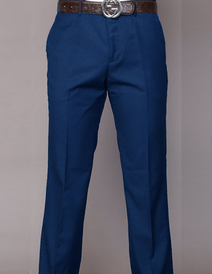 Men's Flat Front Dress Pants 100% Fine Italian Wood Modern Fit | Indigo | PA-200B