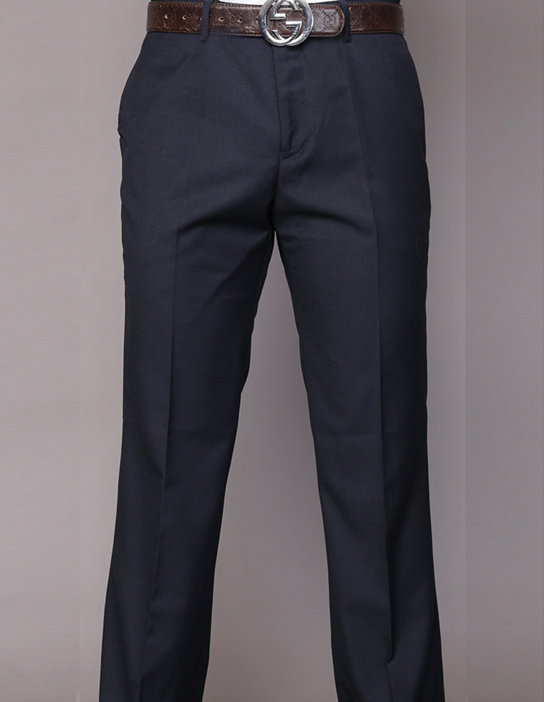 Men's Flat Front Dress Pants 100% Fine Italian Wood Modern Fit | Navy | PA-200B