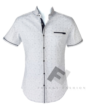 Men's European Slim Fit Shirt | Black and White | SLF12 | CLEARANCE