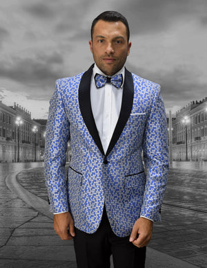 SINGLE BREASTED MEN'S JACKET WITH MATCHING BOW TIE | ROYAL | SQ-100