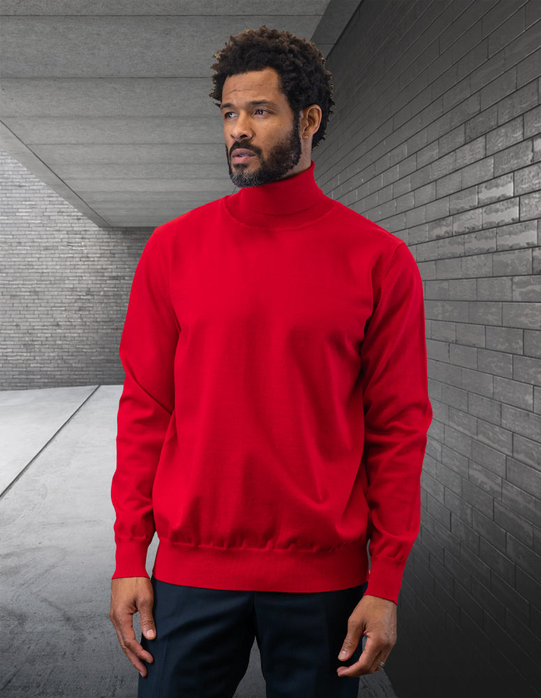 ALL YEAR ROUND MODERN FIT TURTLE NECK SWEATER. WOOL & CASHMERE | RED | TNS-100