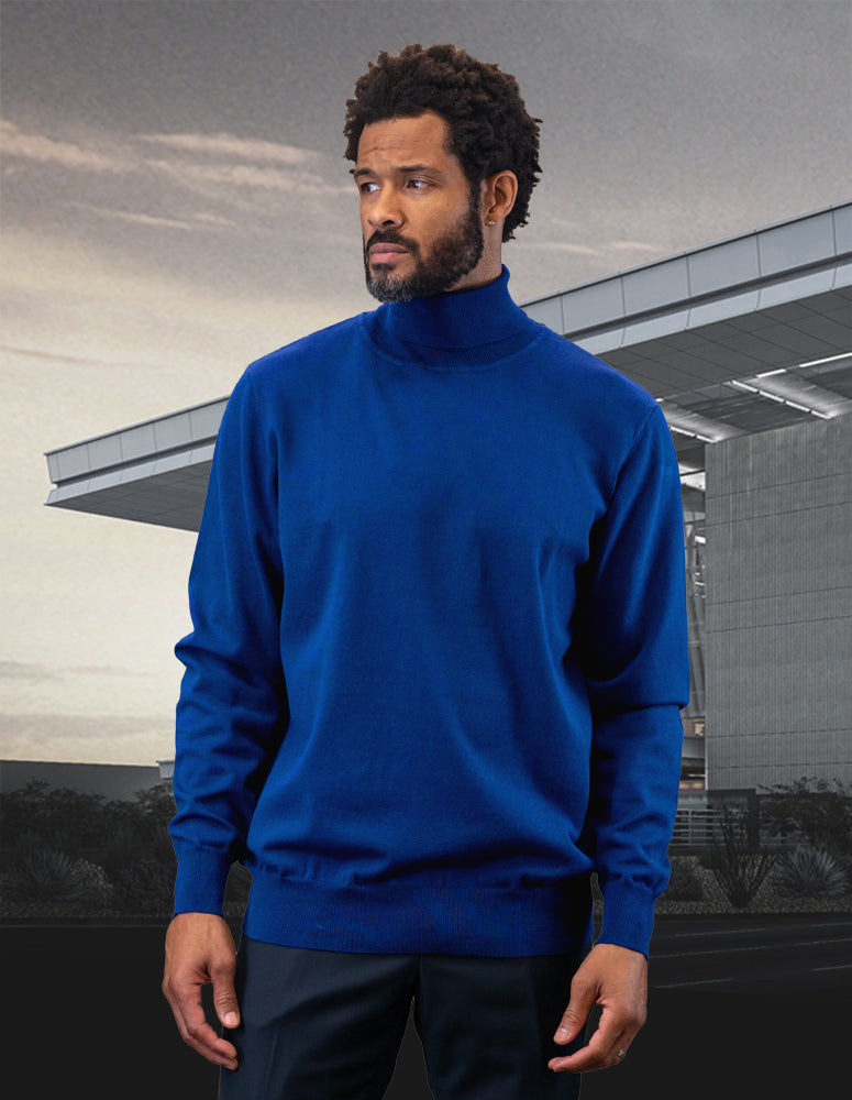 ALL YEAR ROUND MODERN FIT TURTLE NECK SWEATER. WOOL & CASHMERE | ROYAL | TNS-100