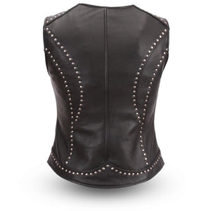 Taylor - Women's Motorcycle Leather Vest - FrankyFashion.com