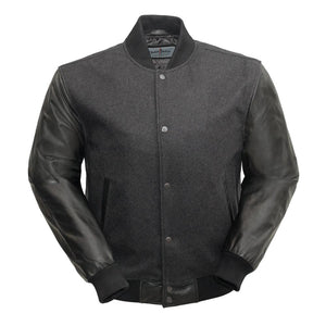 Varsity - Men's Woolen Jacket with Leather Sleeves - FrankyFashion.com
